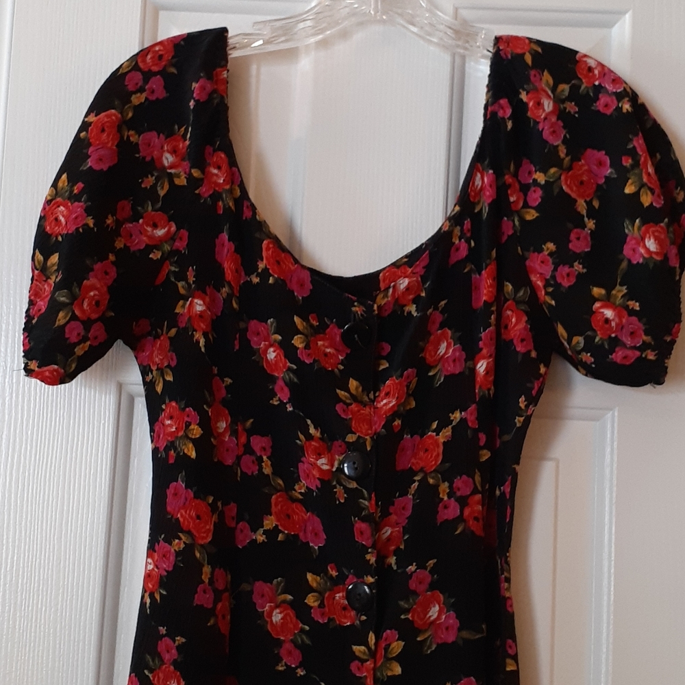 *VTG 80's Rose Button Dress Sm/Med